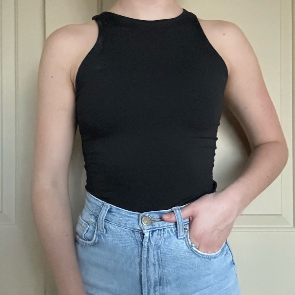 Black Sleeveless Bodysuit